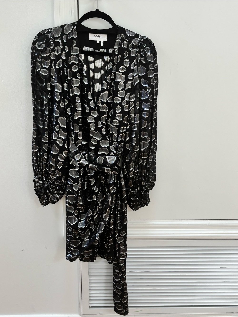 Ba&sh Women’s Mesh Black Dress with Metallic Detail size L